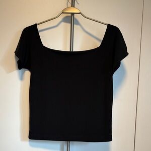 Square Neck Black Women's Top